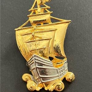 Gold and Silver Ship Brooch